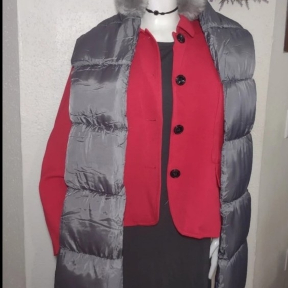 New,Grey Puffer Scarf